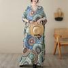 Sommer Maxikleid Lang Übergröße Retro Floral Ethnisch Maxikleid Locker Elegant Einheitsgröße Passt [Mohokyo] Damenkleid, Kleid, V-Ausschnitt, Größe, Druck, Tunika, Länge,