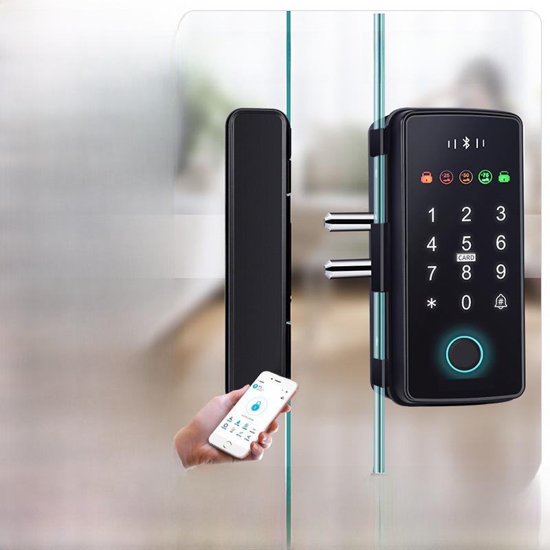 Încuietoare inteligentă de sticlă fără ramă: Electronic, Control Acces cu Parolă și Amprentă, Instalare fără găuri, Securitate Anti-furt pentru Birou.