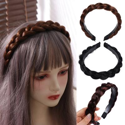 Synthetic Women Hoop Bohemian Elastic Non-slip Hair Bands Wig Twist Braided Headband  Daily Wear