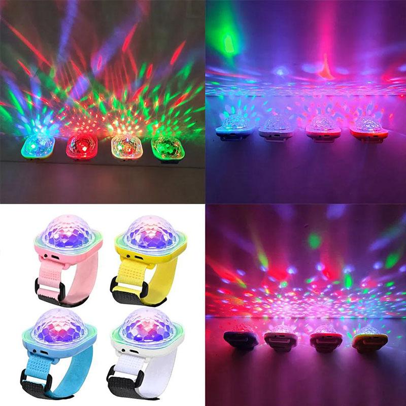 RGB Wearable Disco Stage Light USB Sound Control LED Wrist Light with Colorful Flashing for Kids Party KTV Bar Home Decoration