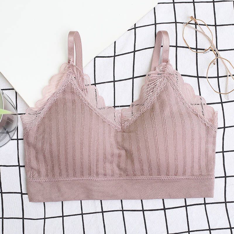 

Жіноча мереживна бюстьє без спини Спортивний топ-майка для йоги без кісточок Push-Up Камі Антипровисання Бюстгальтер для сну для жінок XL колір світло кави