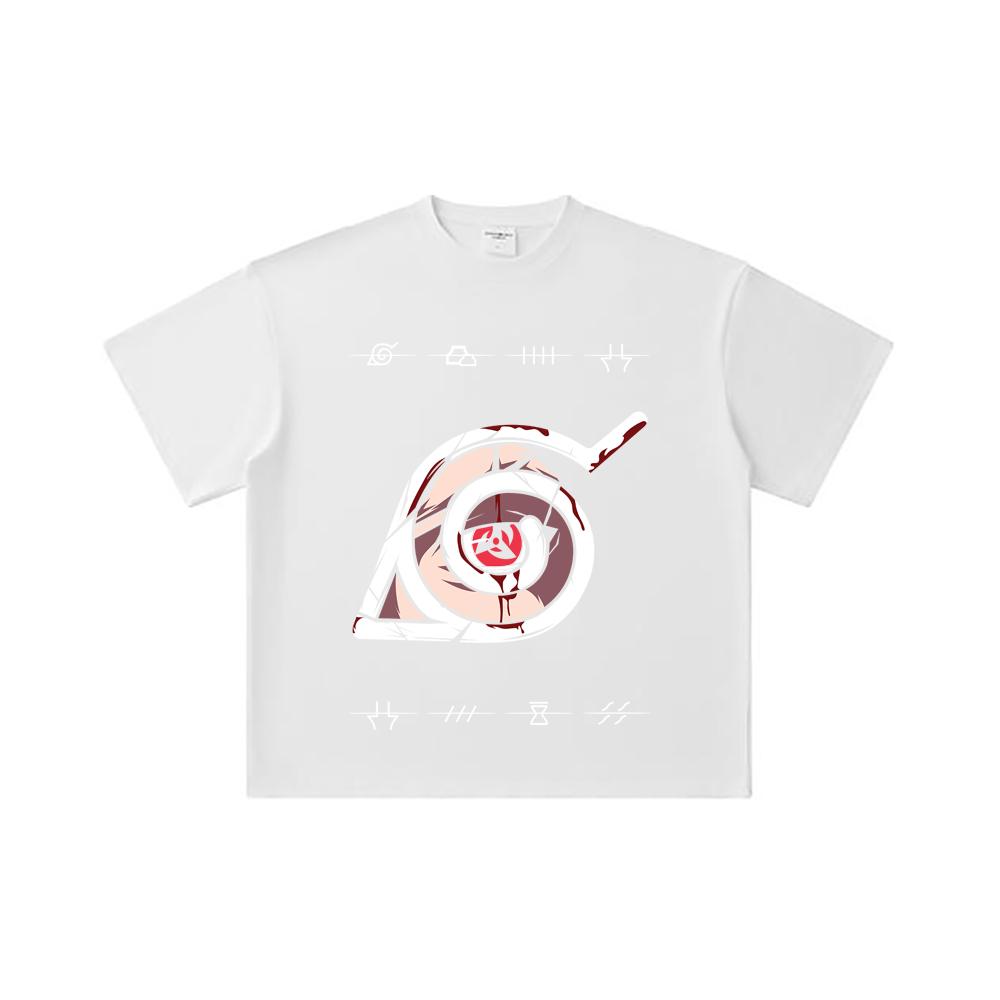 260 GSM Double Yarn 32 Count 100% Cotton Naruto V19 Sharingan Print Unisex Heavy Cotton T Shirt