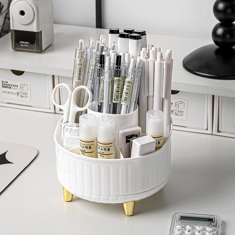 Desktop Rotating Makeup Brush Storage Box, Cosmetics Rack, Desktop Vanity, Eyeshadow Brush, Lipstick Box, Pen Holder