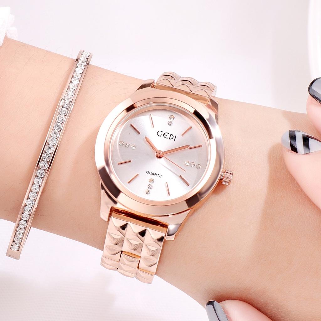 Retro High-Value Watch Women'S Light Luxury Rhinestone Dial Waterproof Quartz Watch
