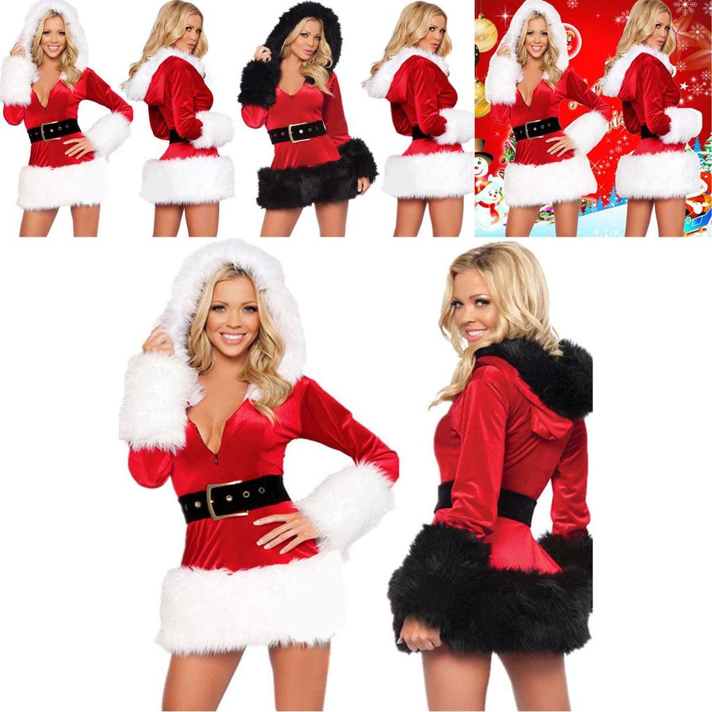 Elegant Women Deluxe Mrs Santa Claus Christmas Fancy Dress Outfit For Holiday Joy