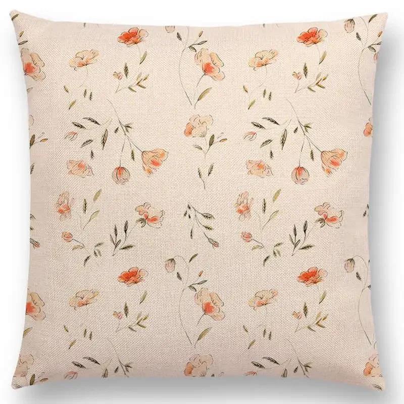 

Прекрасный акварельный чехол для диванной подушки с мини-цветочками и листочками, весенний цветочный садовый узор, красочные растения, наволочка с розой 66x66cm