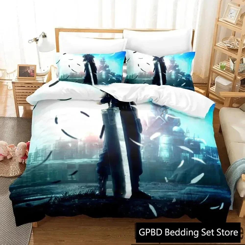 3D Print Game Crisis Core Final Fantasy Vii Bedding Set Boys Girls Twin Queen King Size Duvet Cover Pillowcase Bed Boys Adult