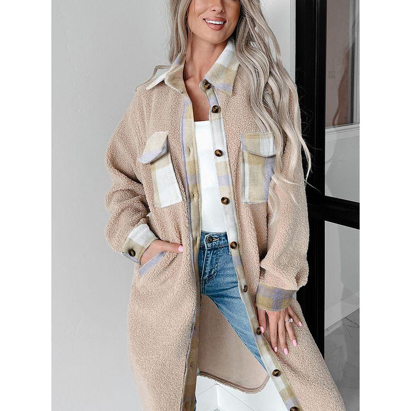 US Shiying Winter New Plaid Woolen Jacket Women 2025 Fashion Mid-Length Warm Jacket Women