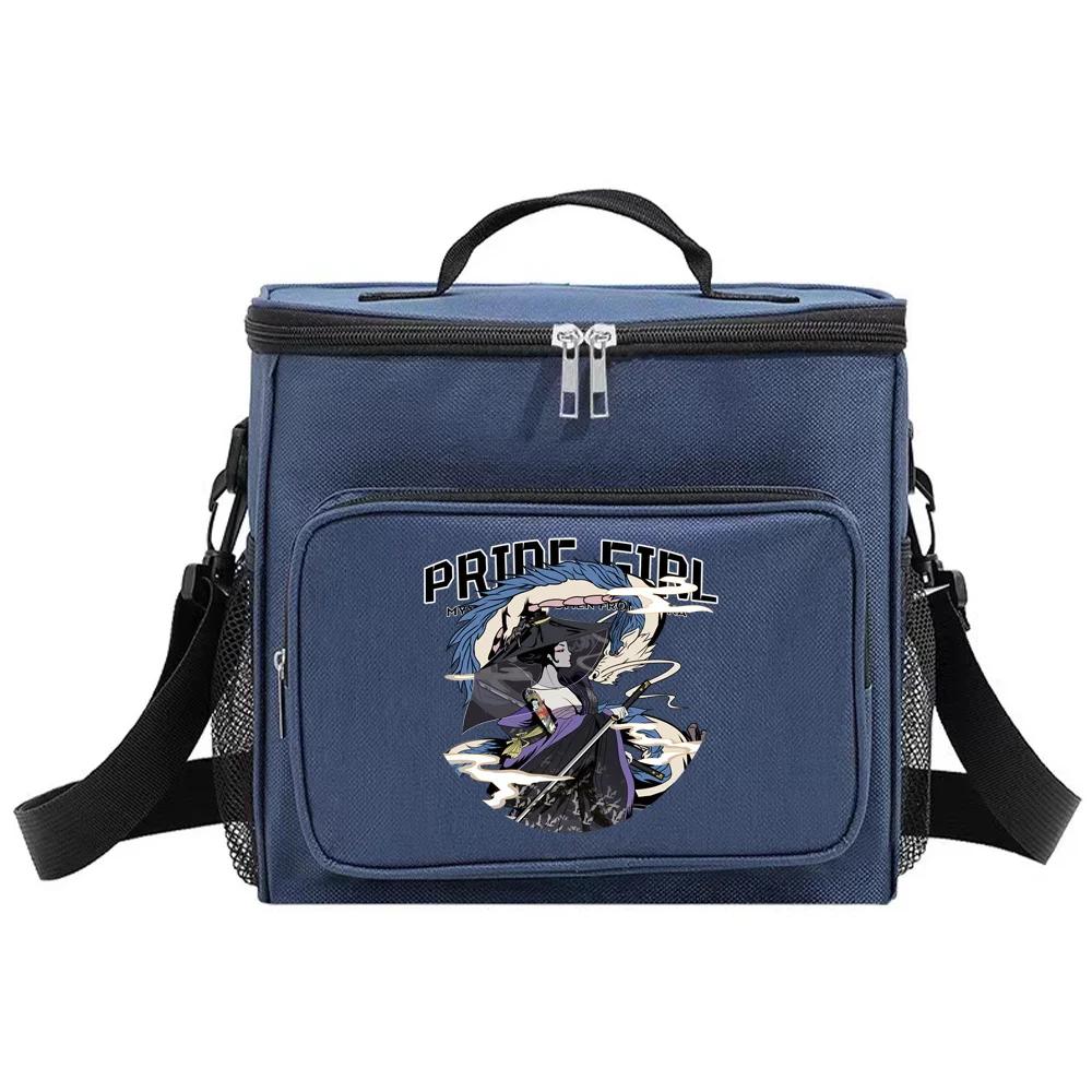 Student LunchBox Portable Cooler Shoulder Lunch Bags Thermal Organizer Handbag Outdoor Camping Storage Boxes Samurai Pattern