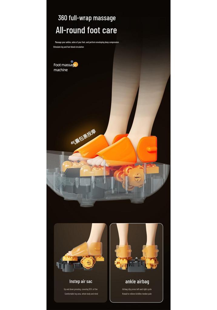 Fully Automatic Foot Massager with Airbag Wrap, Sole Roller, and Heating