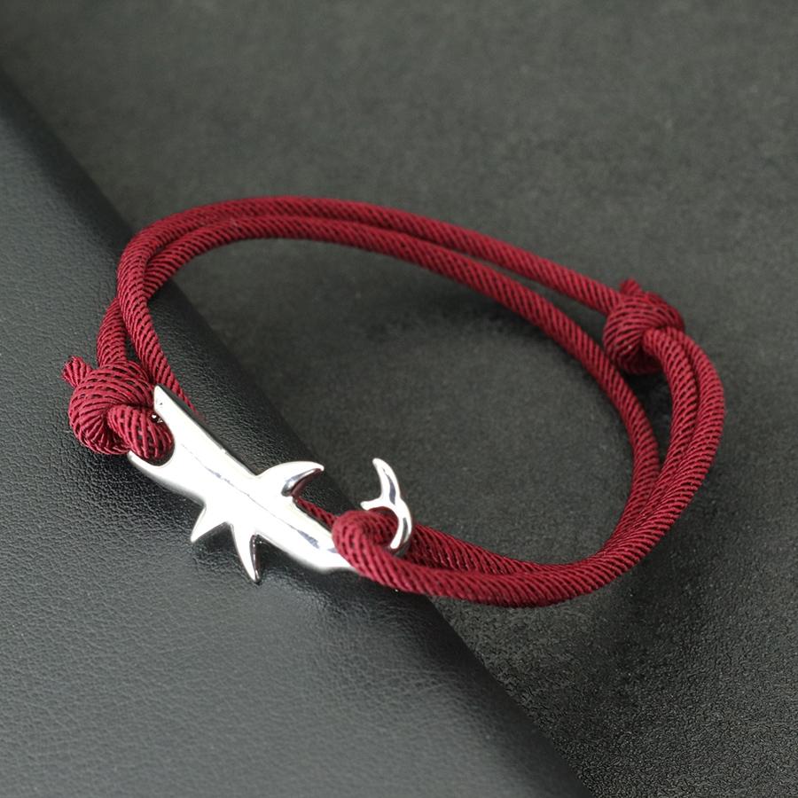 Simple Style Marine String Bracelet For Men Double Layer Sliding Adjustable Shark Braslet Surfing Nautical Rope Braclet Pulseria