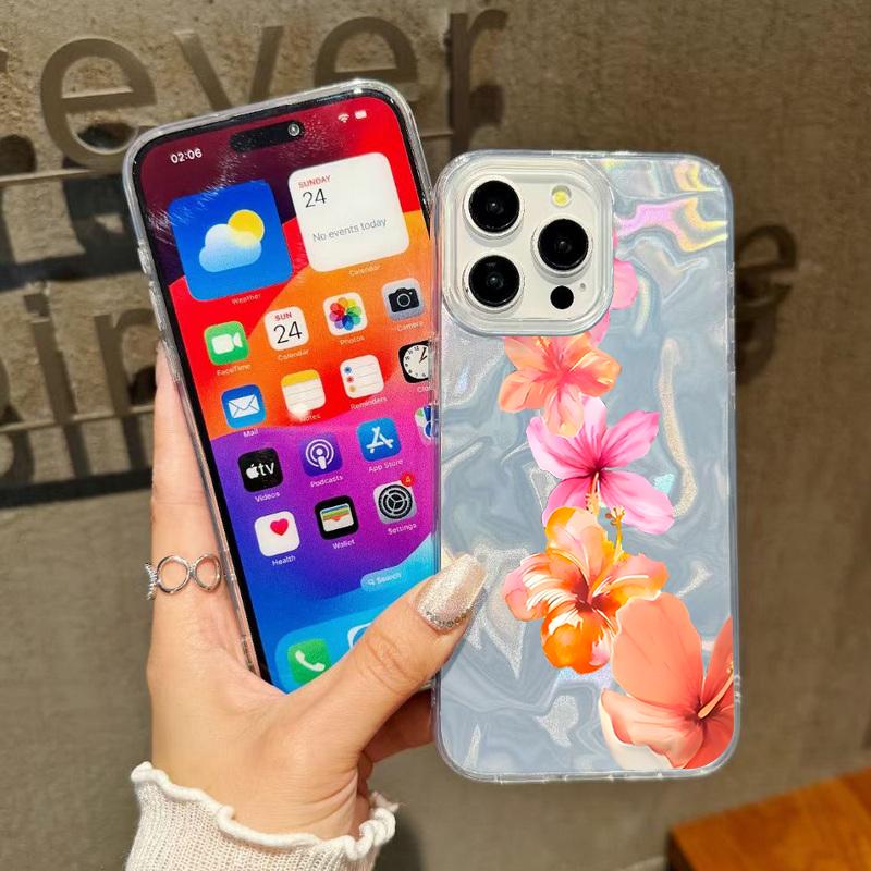 Slim Red Lily Flower Pattern Phone Case For iPhone 17 Air 16e 16 15 14 Pro Max 13 17 Pro Max Shockproof TPU Hybrid Hard PC Phone Cover