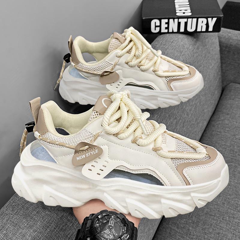 Men's shoes summer breathable casual running sports shoes platform heightening advanced sense versatile dad shoes