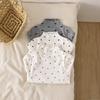 Girls Long Sleeve Polka Dot Top with Ruffled Trim for Spring and Autumn