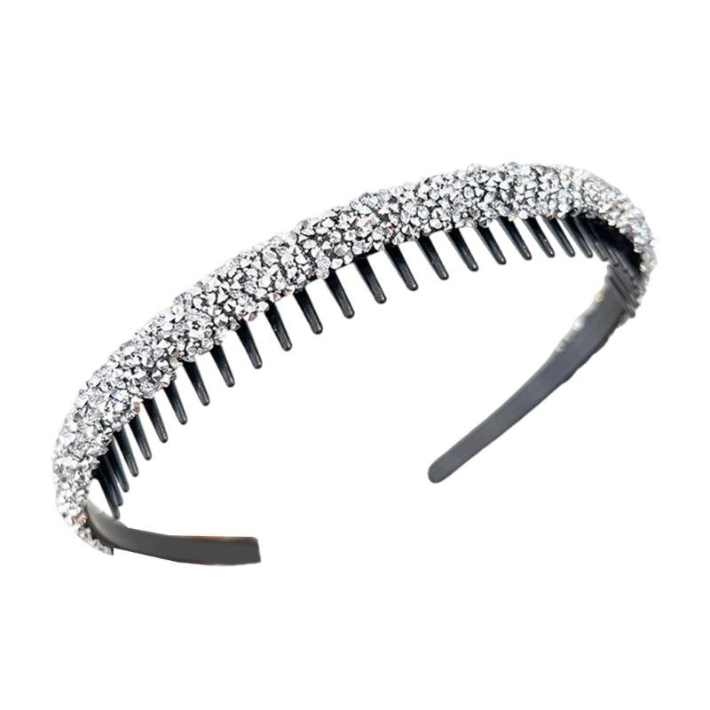 Rhinestones Headband NonSlip Crystal Teeth Comb Hairband Fashionable Hair Bands For Women Girl Face Washing Everyday Use
