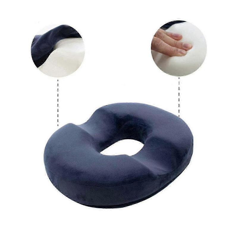 Almofada de Assento em Espuma de Memória em Formato de Donut para Alívio da Dor no Cóccix, Almofada Ortopédica para Cadeira em Azul Marinho