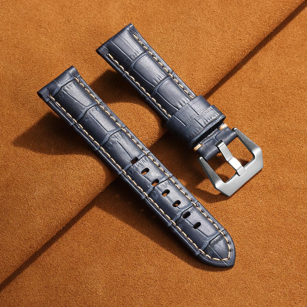 High Quality Genuine Calfskin Leather Watch Strap 20mm 22mm 24mm 26mm Men Watchband Black Brown Blue Matte Cowhide Watch Band