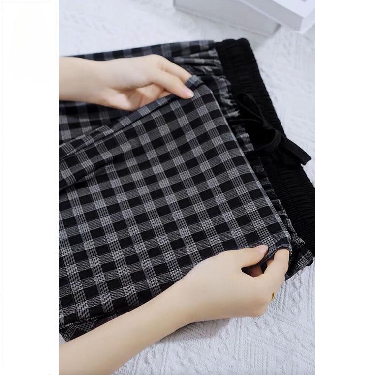 Thin Cool Plaid Ice Silk Summer Pants - Loose, Casual, Slimming, Plus Size, Sun Protection