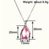 Huitan Pear Shape Pink Cubic Zirconia Pendant Necklace for Women Sweet Engagement Wedding Neck Accessories Trendy Jewelry