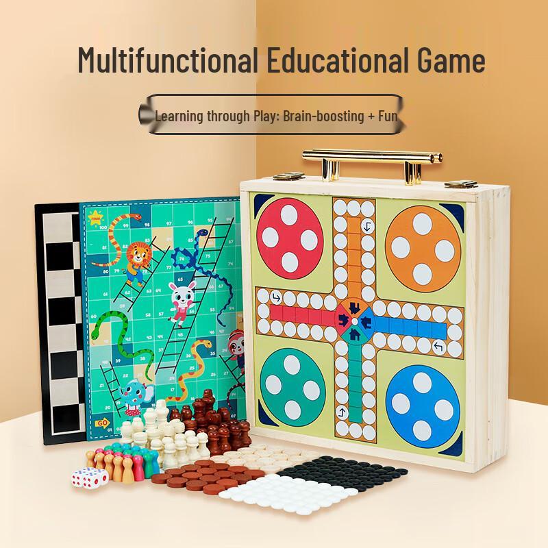 Brangdy 10-in-1 Wooden Multifunction Board Game Set