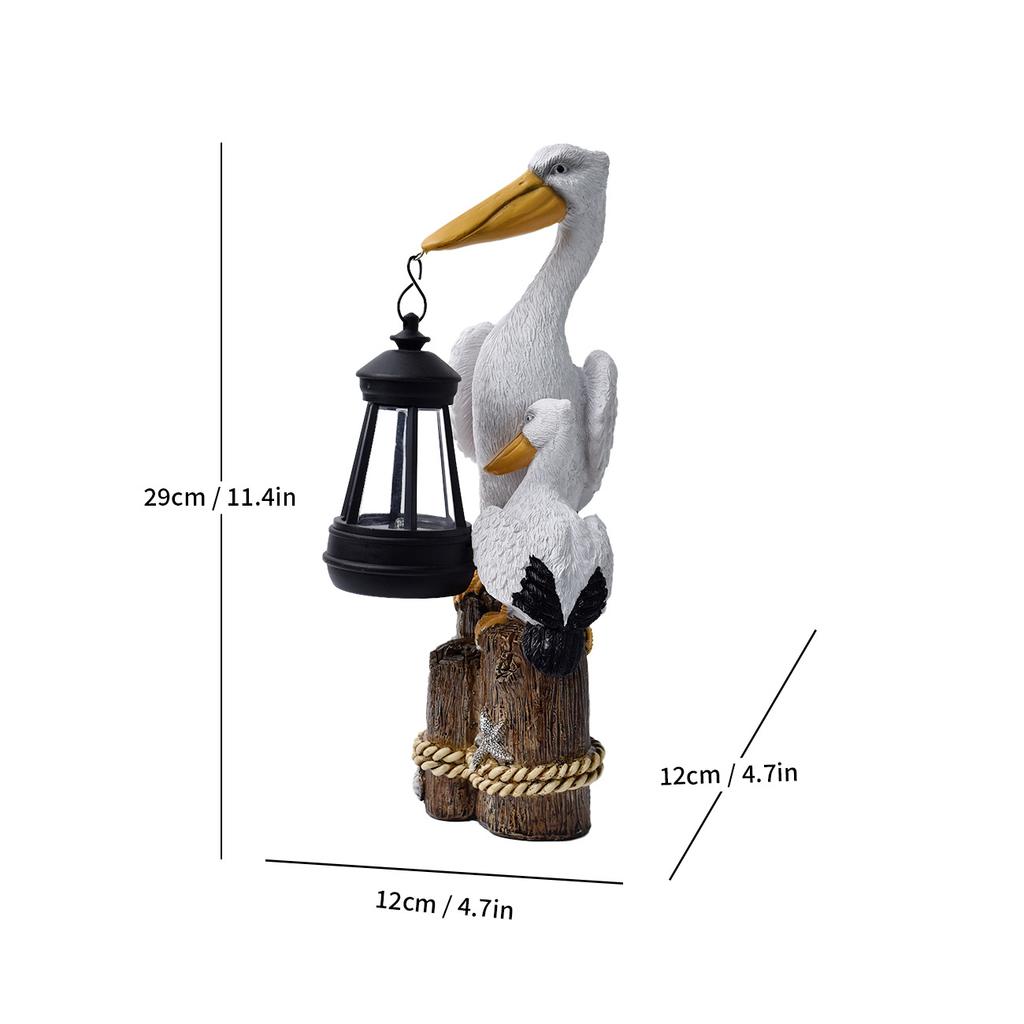 JYL TS/080,Resin Cute Pelican Seagull Pendant Light Solar Outdoor Light Statue for Home Villa Decor