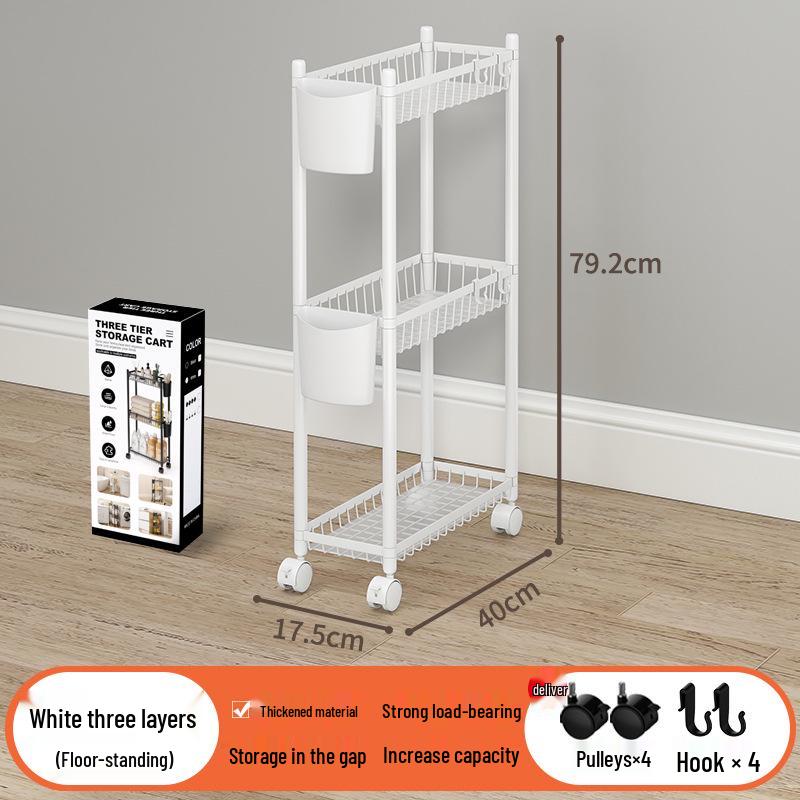 Multi-layer Bathroom Shelf with Wheels - Narrow Gap Storage Trolley