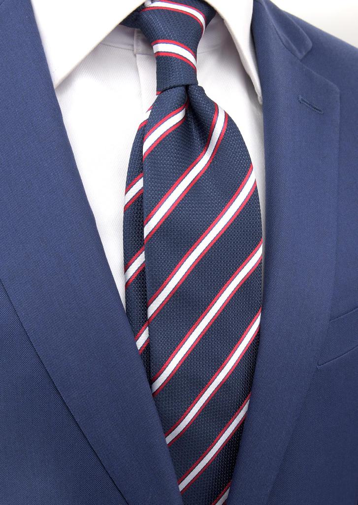 [Main Color] Business Necktie (7.5cm Width) Striped, for Interviews, Job Hunting, and Employment (Navy)