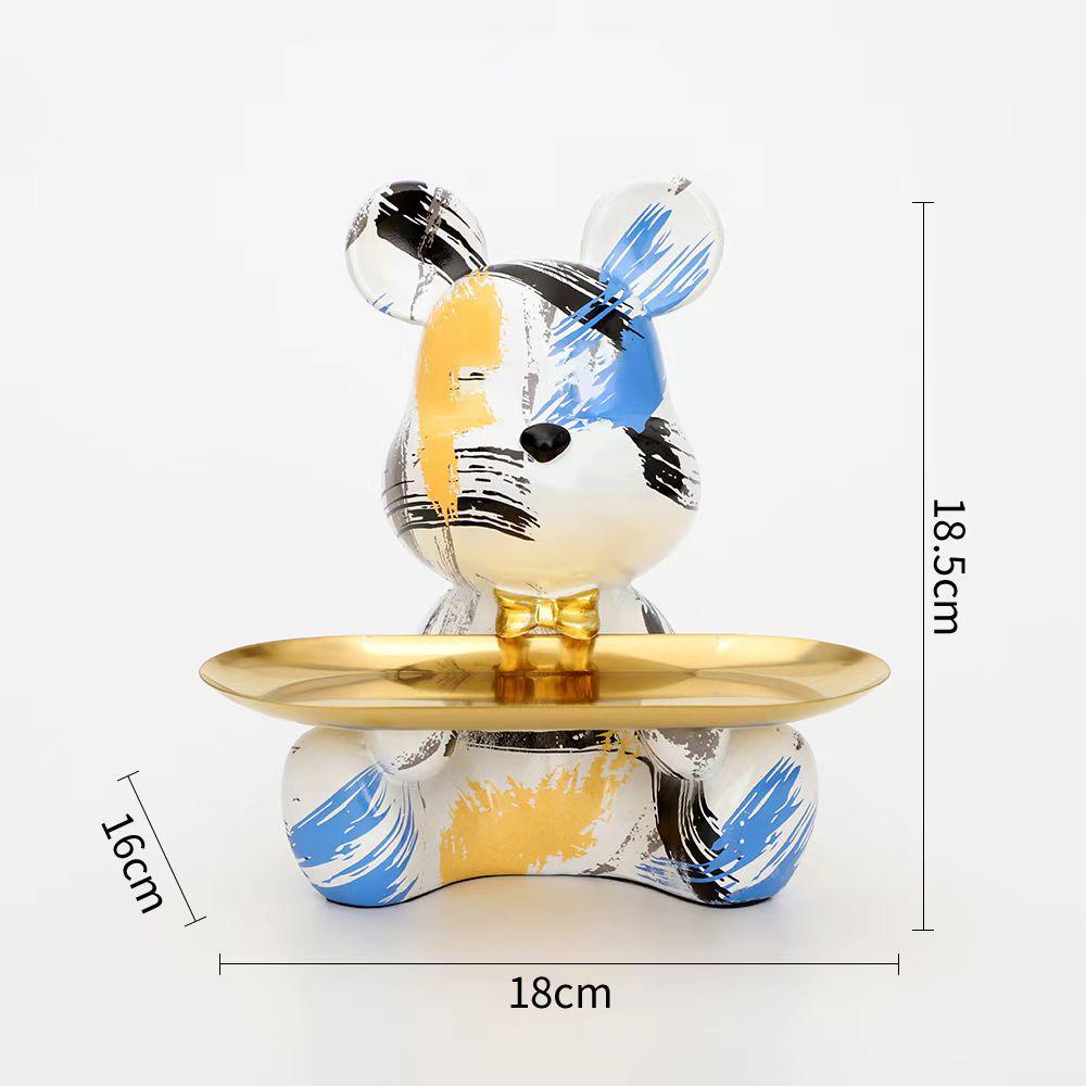 18.5cm Graffiti New Bear Figurine Home Decoration Animal Statue Keys Storage Shelf Modern Room Sculpture Table Decor  Statues