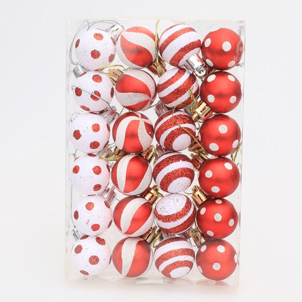 24pcs 3cm Electroplated Hanging Balls Mini Merry Christmas Tree Decor  Home Xmas Decor
