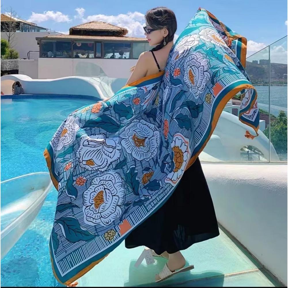 Chaka Salt Lake Great Northwest Tourism Ethnic Style Scarf Silk Scarf Women'S Summer Seaside Beach Shawl Sunscreen Thin