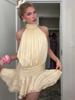Halter Neck Satin Dress - European & American Women's Fashion