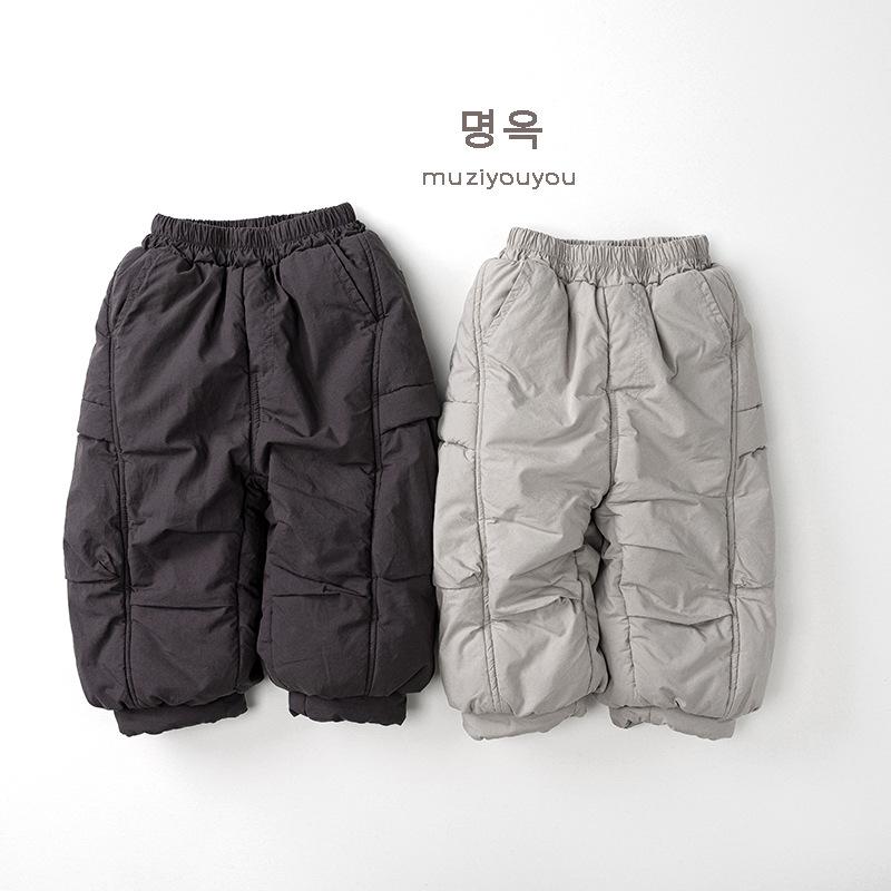 Kids Warm Thick Casual Solid Cotton Winter Pants For Unisex Children