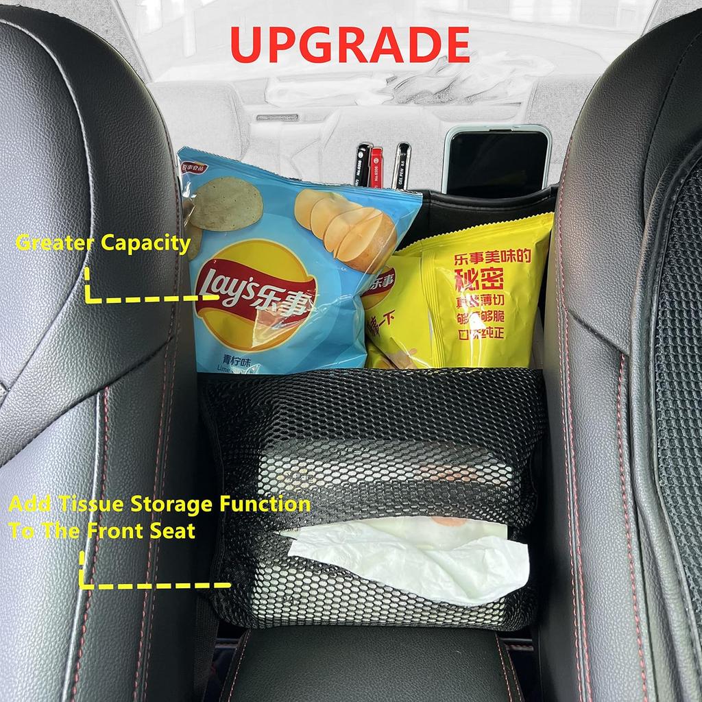 JEYODA Car Suede Seat Organizer High-Capacity Seat Back Pouch Central Storage For Pickup SUVs Double-Sided Tissue Storage Handbag Holder Car