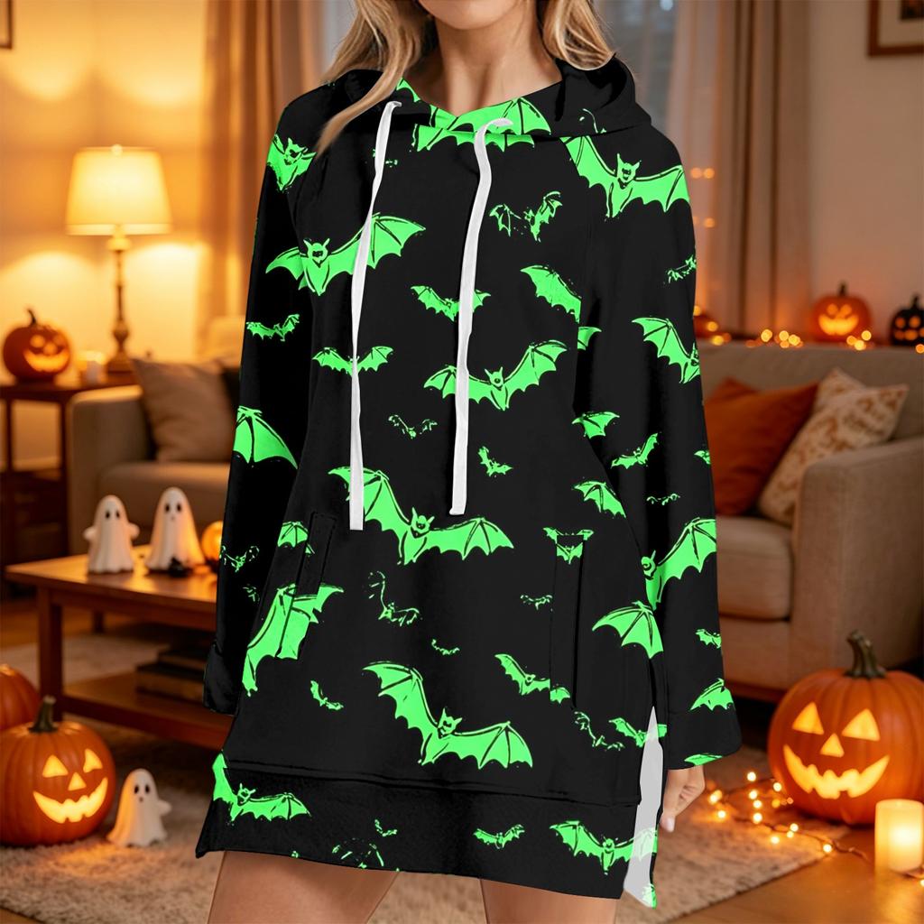 Women's Fashion Casual Long Sleeve Hoodie with Halloween Print for Fall