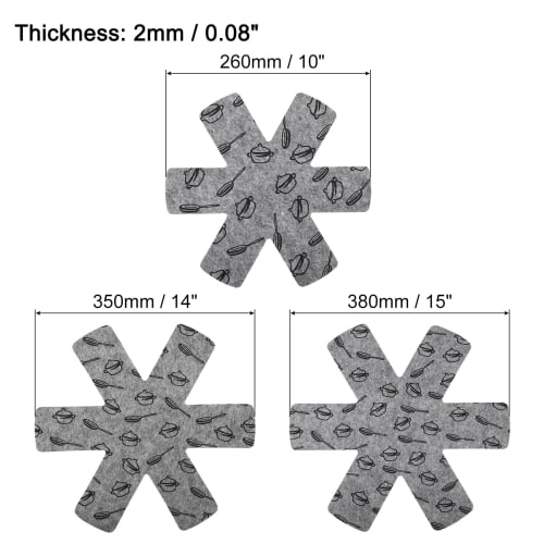 uxcell Pot and Pan Protectors, Set of 3, Gray, for Glass Ceramic Plate Cookware, 3 Different Sizes, Felt Pot Separators, Pan Protectors, Pan/Pot Divid