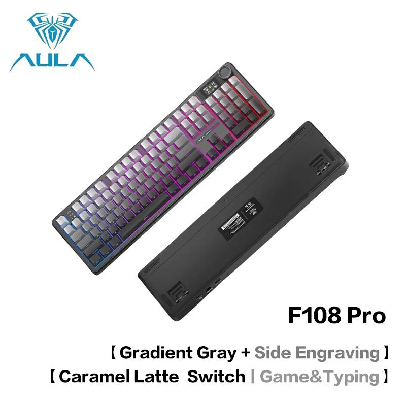 Aula F108Pro/F108 Wireless Mechanical Keyboard 108Key Full Size RGB Hot Swap Macro Esport Gaming Office Dual Use PC Peripheral