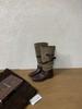 Vintage Round Head Boots Autumn and Winter European and American Cross Belt Buckle Splicing Martin Boots Long Boots Black Brown