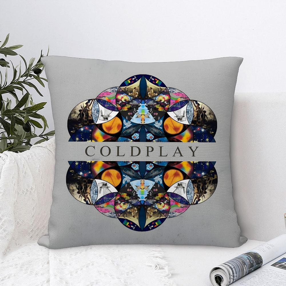Federa Cuscino Banda Musicale C-Coldplay Tessuto Peluche Morbida Federa Stampa Double Sided Copricuscino per Divano Copricuscino