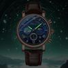 JEWELRYWE Men's Leather Belt Watch 3ATM Water Resistant Brown Roman Numerals Analog Luminous Calendar Quartz Fashion Gift