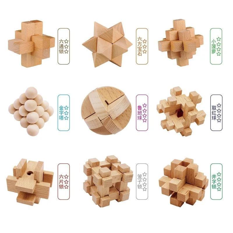 9Pcs/Set Of Intelligence Unlocking Children's And Students' Educational Toys Luban Lock Disassembly And Assembly Toys