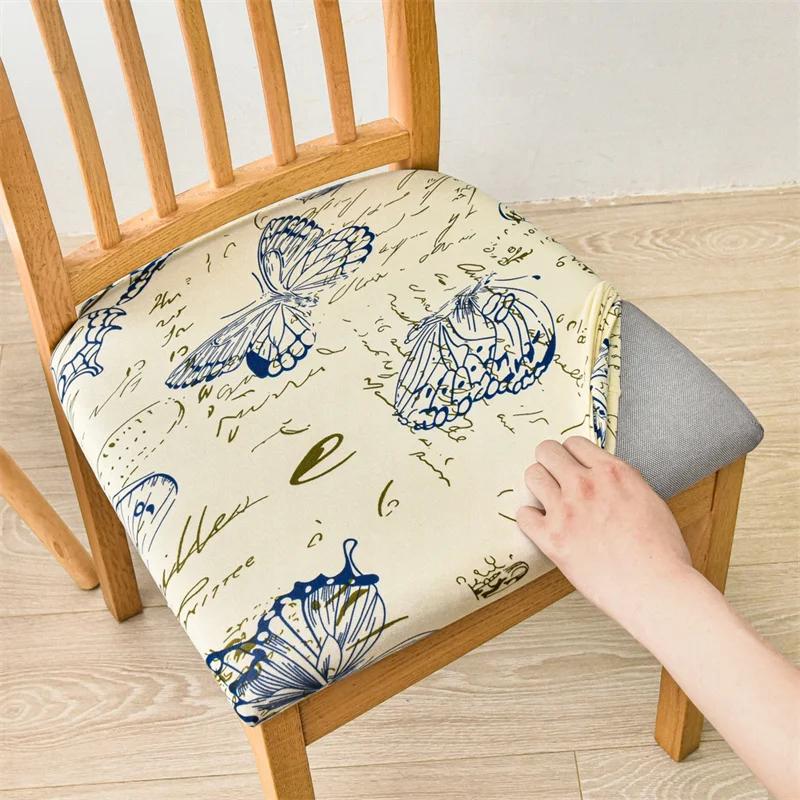 Stretch Chair Covers Dining Room Chairs Slipcover Seat Covers Removable Elastic Printed Chairs Protector for Living Room