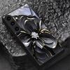 Midnight Gilded Petals Black Glass Phone Case For For Samsung Galaxy S26 S25 S26Ultra S25 Edge S24 FE S23 S22 S21 S20 Plus Cover