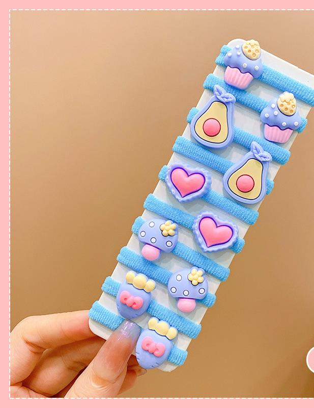 10pcs New Fashion High Elasticity Sweet Cute Baby Hair Rope Girls Hair Accessories Rubber Band for Children Cartoon Hair Band