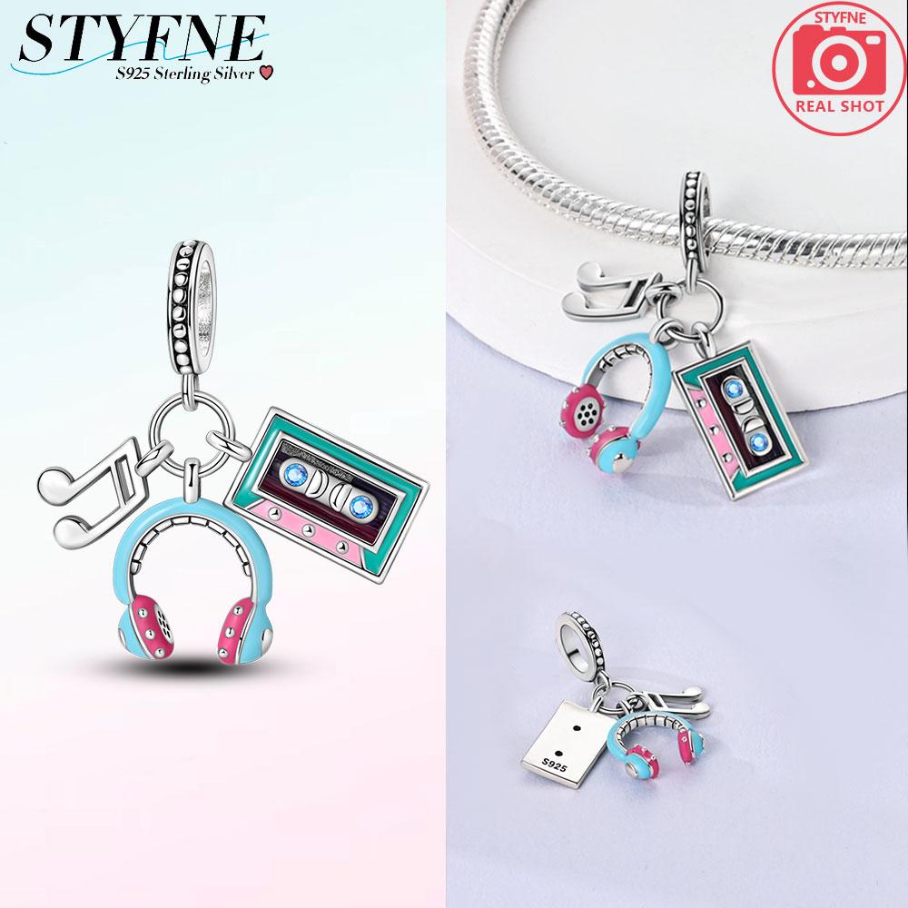 Original Copper Charms Pink Beads Smart Watch Bike Car Travel Dangle Fit Bangle Bracelet Diy Jewelry For Woman Fine Gift