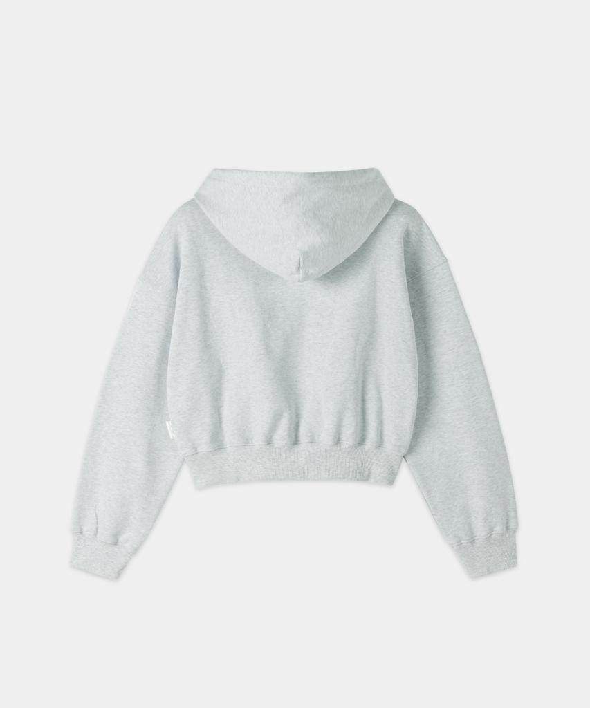 (W) Doodle Heart Crop Hoodie Melange White