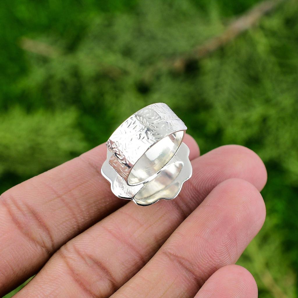 Natural Rainbow Moonstone Gemstone Solitaire White Adjustable Ring 925 Silver
