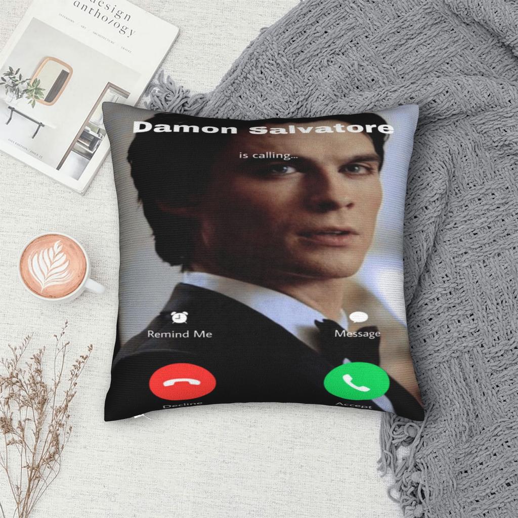 Damon Salvatore Pillowcases Merch Soft Cushion Cover Throw Pillow Cover Bed Decoration Square Multiple Sizes