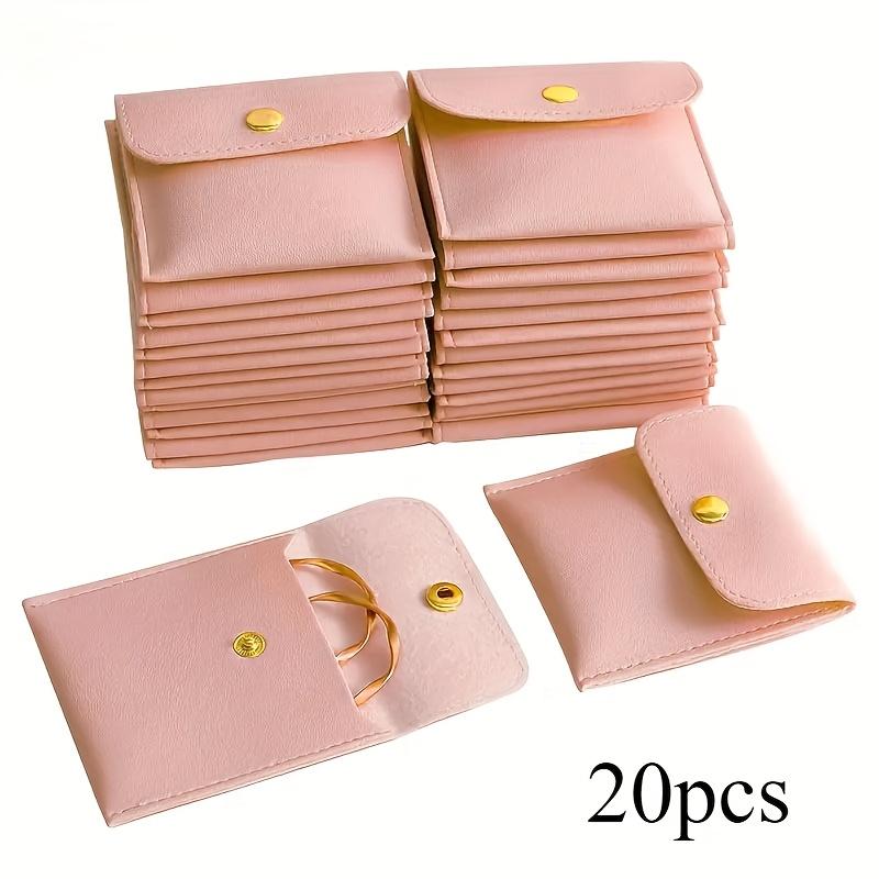 20 Stück Kunstleder Schmuckbeutel, Verschiedene Farben Druckknopfverschluss Taschen für Ringe, Anhänger, Halsketten - Perfekte Aufbewahrungslösung, Schmuckorganizer