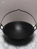 Large Traditional Cast Iron Hanging Stew Pot with Thickened Base and Hooks