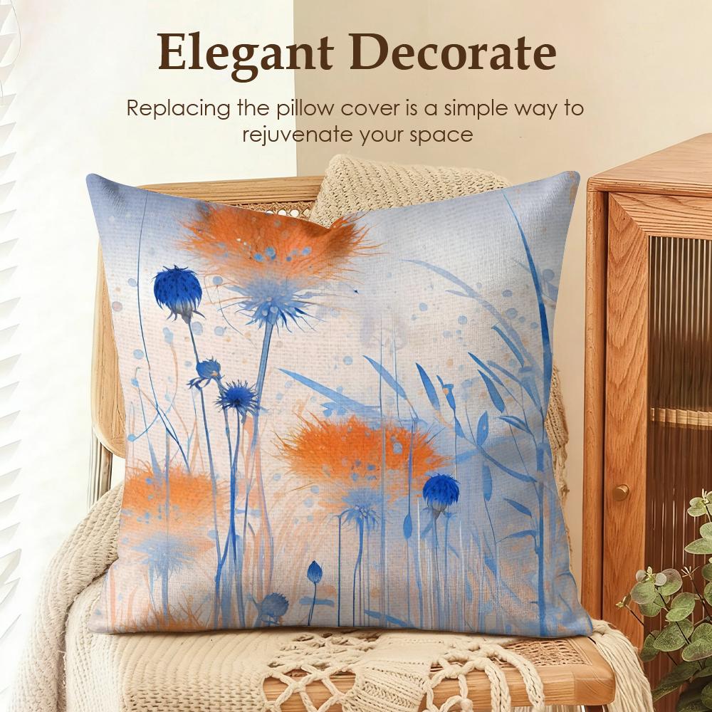 

Flower Cornflower Cushion Cover Natural Linen Organic Fabric DoubleSided Printing Sofa Home Decor Gift Pillow Case 30x30cm